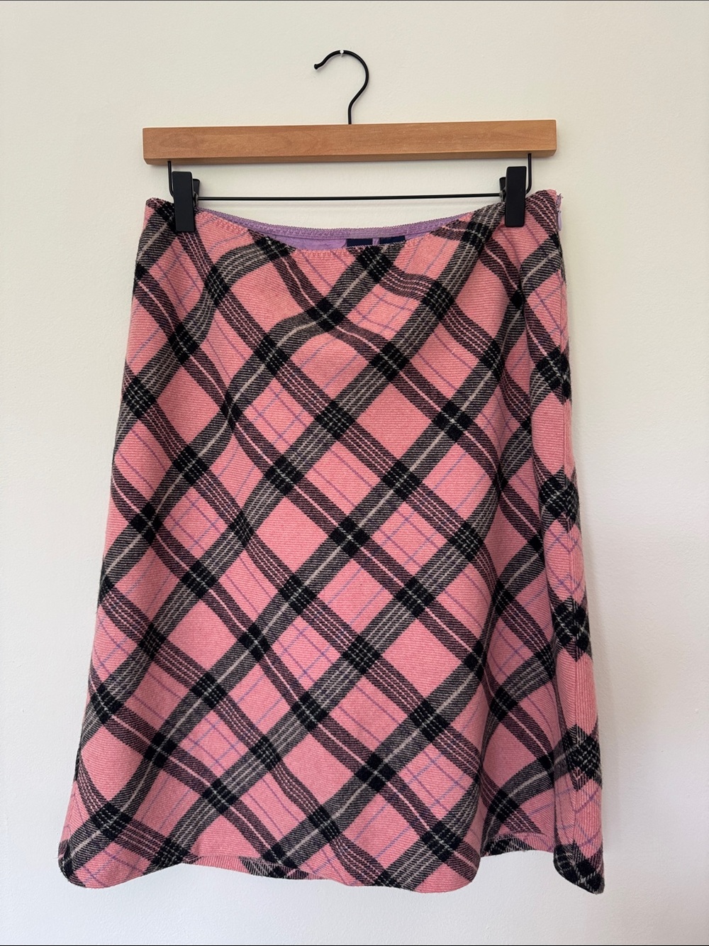 GAP Pink and Black Plaid A-Line Skirt